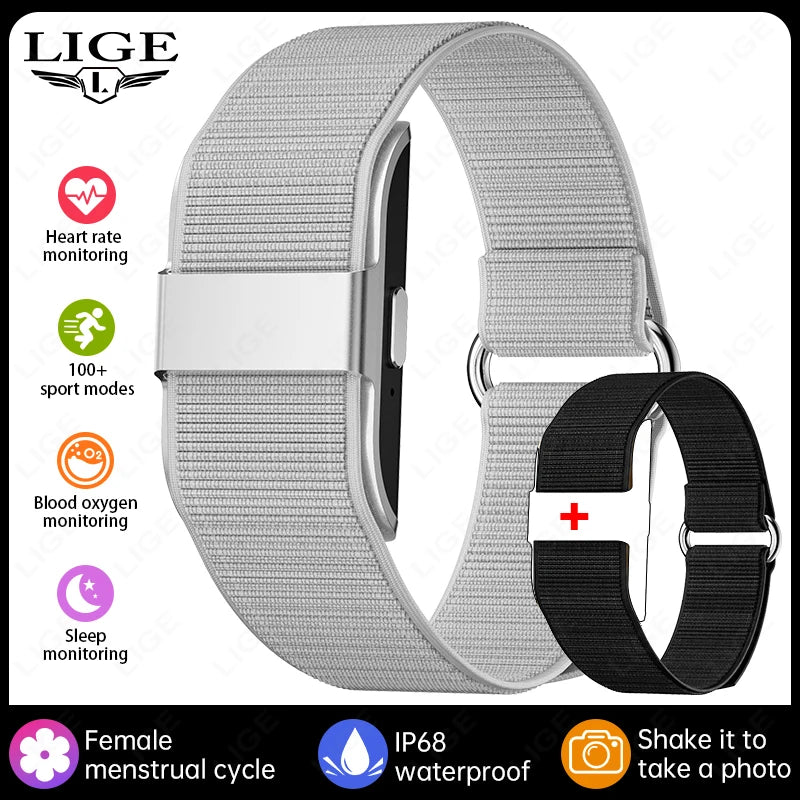 LIGE New S01 No Screen Smart Bracelet Heart RateMonitor Pedometer Waterproof Sport Fitness Tracker Men Women Electronic Bracelet