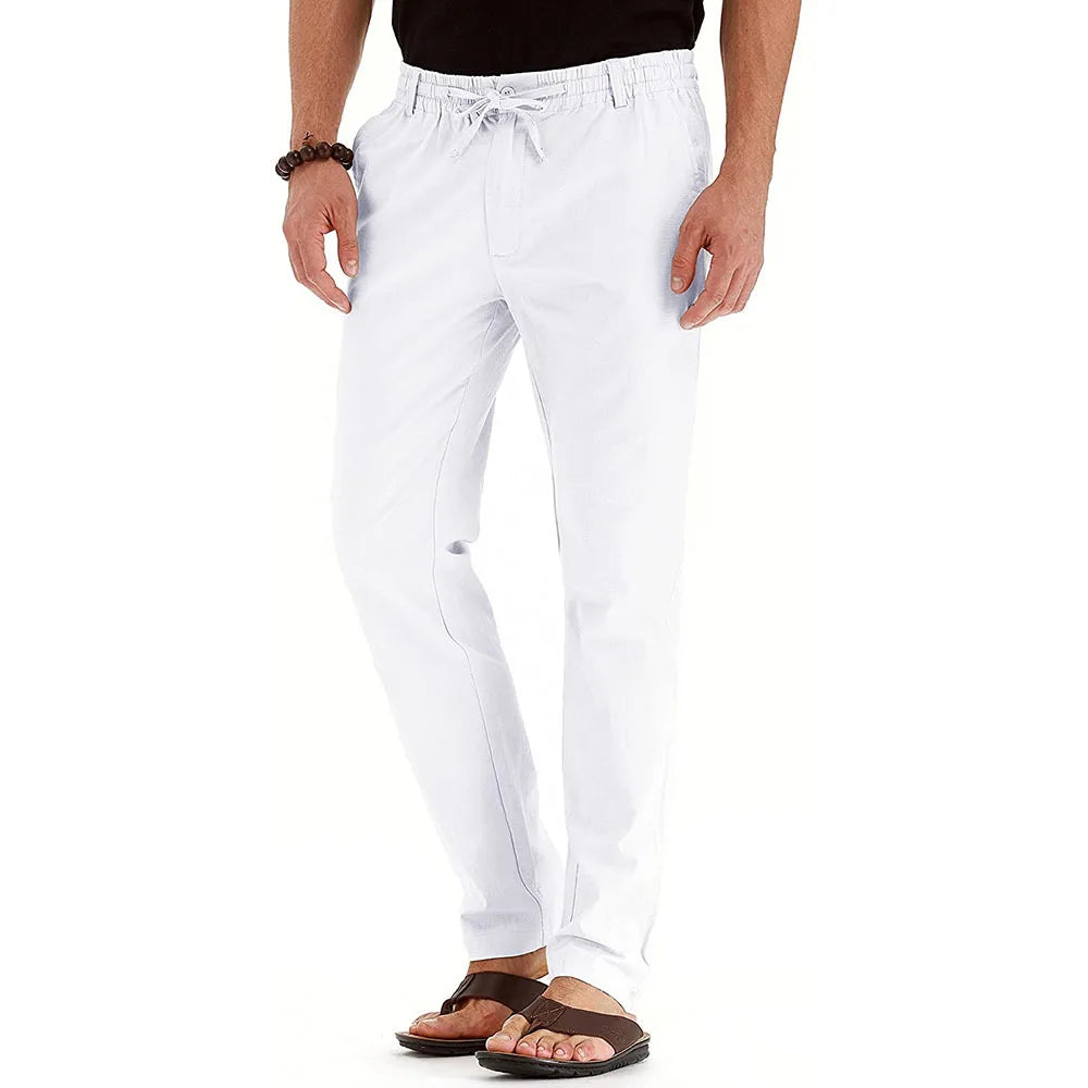 Casual Men's Pants European and American Loose Elastic Waist Cotton Versatile Solid Color Sports Pants