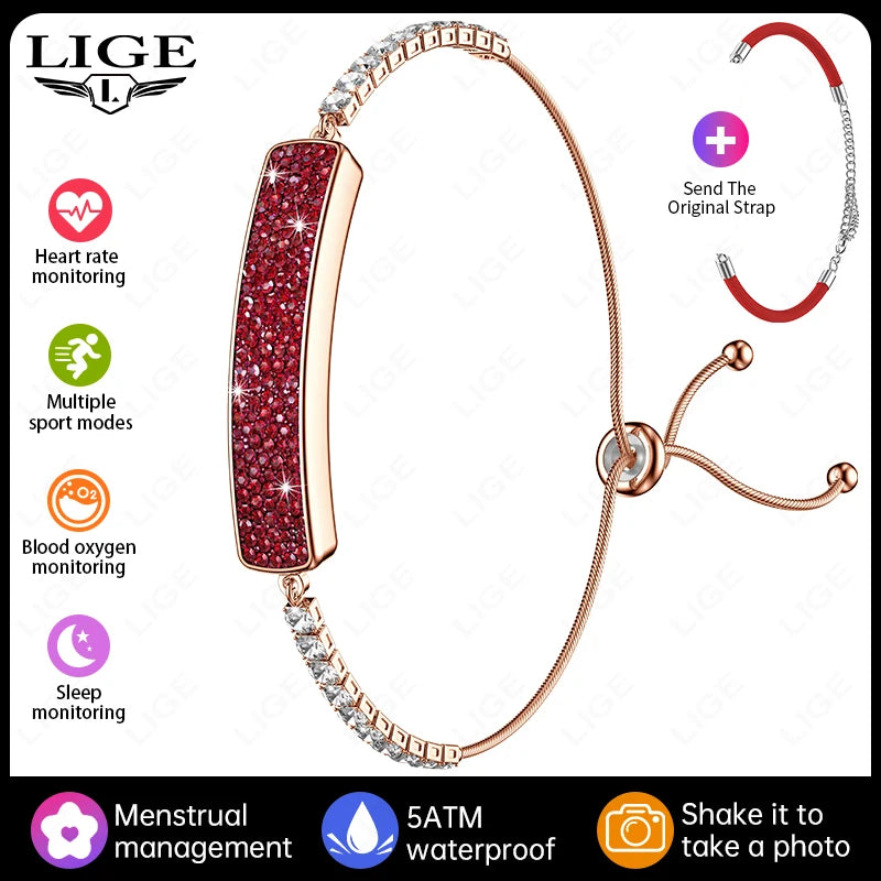 LIGE New Smart Watch Ladies Pedometer Health Smart Bracelet Women Sport Fitness Waterproof Heart Rate Sleep Monitoring Wristband