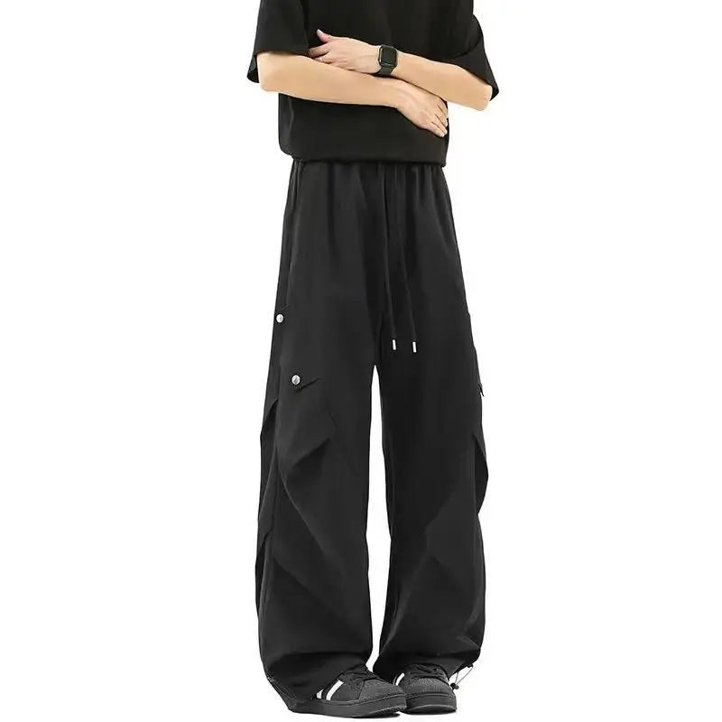 Casual Quick-dry Pants for Men American-style Workwear with Pleats New Summer Thin and Trendy Loose Straight-leg Pants