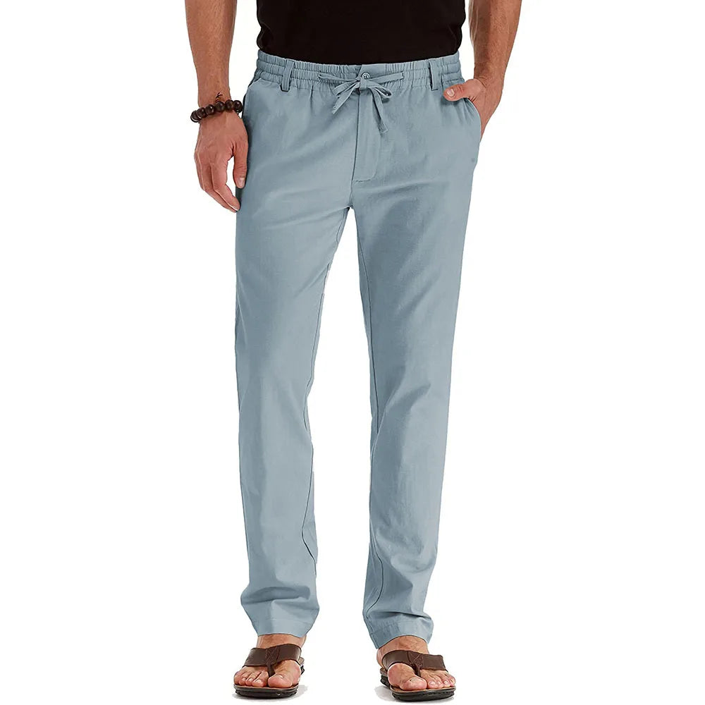 Casual Men's Pants European and American Loose Elastic Waist Cotton Versatile Solid Color Sports Pants