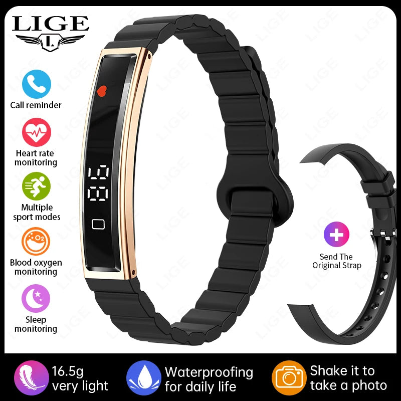 LIGE New Sports Fitness Tracker Smart Bracelet Heart Rate Sleep Monitor Pedometer Call Reminder Smartwatch Band For Men Women