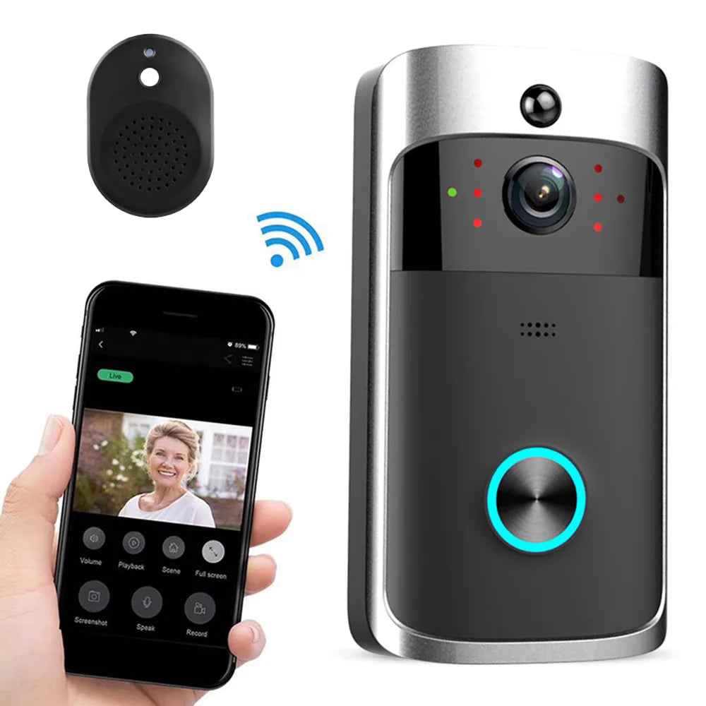 Easy Install Wireless Smart Video Doorbell Camera HD with Night Vision & Two-Way Audio, WiFi Home Security