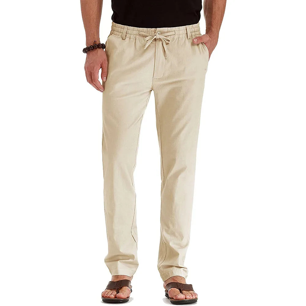 Casual Men's Pants European and American Loose Elastic Waist Cotton Versatile Solid Color Sports Pants