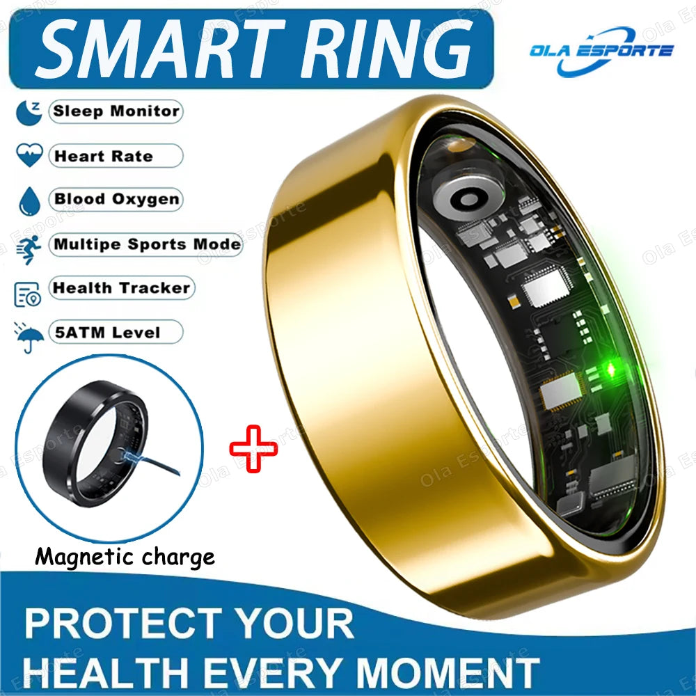Smart Ring For Men Women Camera Control Heart Rate Blood Oxygen Monitor Smartring IP68 & 5ATM Waterproof Multi-sport Mode Ring