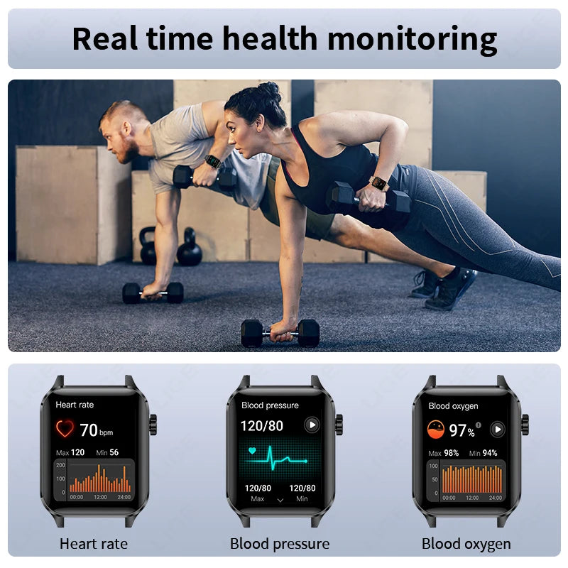 LIGE New 1.85inch HD Full Touch Screen Smart Watch Men Outdoor 100+ Sports Fitness Health Monitoring Smartwatch for Android iOS