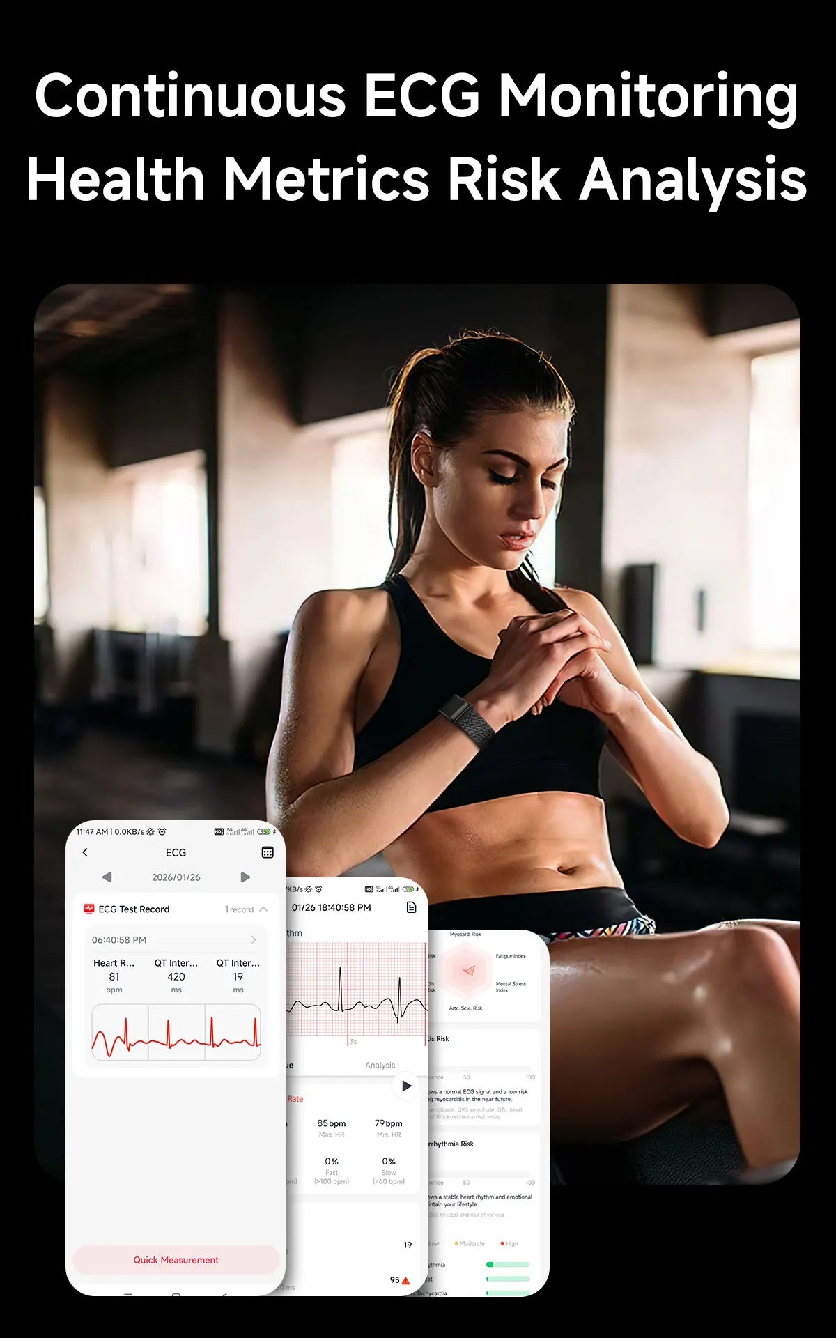 VWAR ECG+PPG Smart Bracelet Men Women Uric Acid Body Fat Body Temperature BP Health Smartwatch Sports Fitness Tracker Band 2026