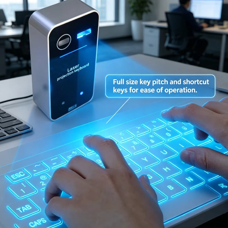 New F1 Virtual Laser Projection Keyboard Wireless Bluetooth Voice Broadcast Speaker Mouse 3 in 1 Rechargeable Portable Keyboard