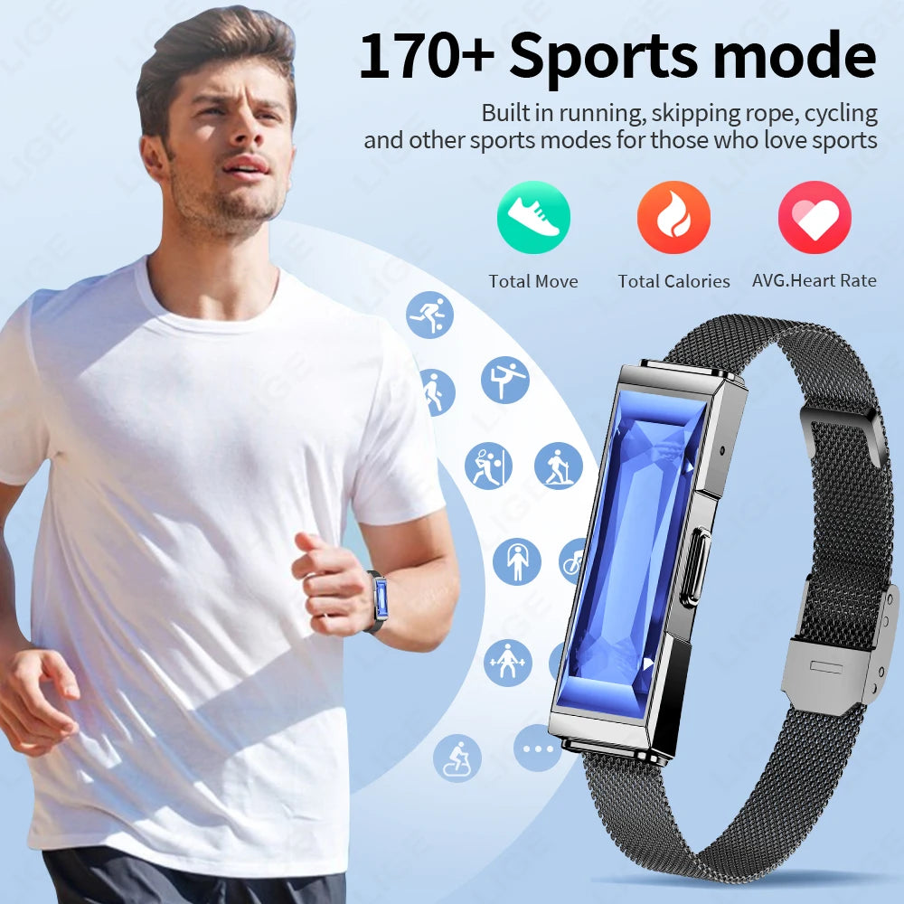 LIGE Smart Chain Bracelet For Women Bluetooth Connected APP Sports Heart Rate Blood Oxygen Sleep Monitor Ladies Smart Bracelet