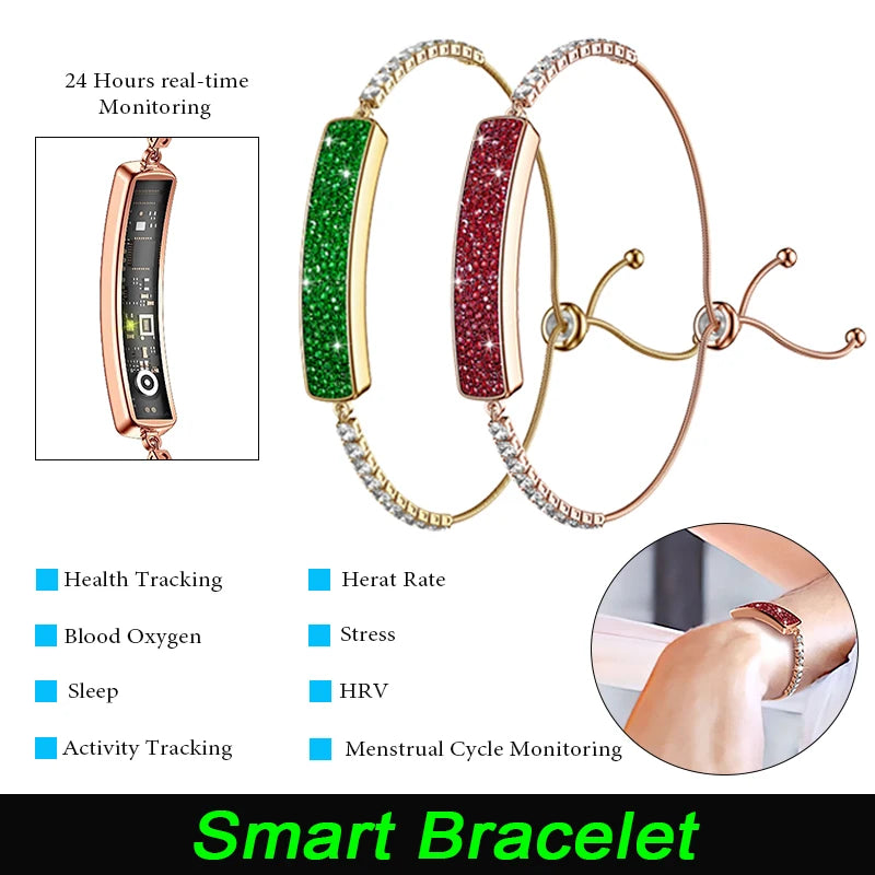 Smart Watch Women Chain with Pedometer Heart Rate Blood Oxygen Sleep and Health Monitoring Bracelet Waterproof Ladies Sport Band