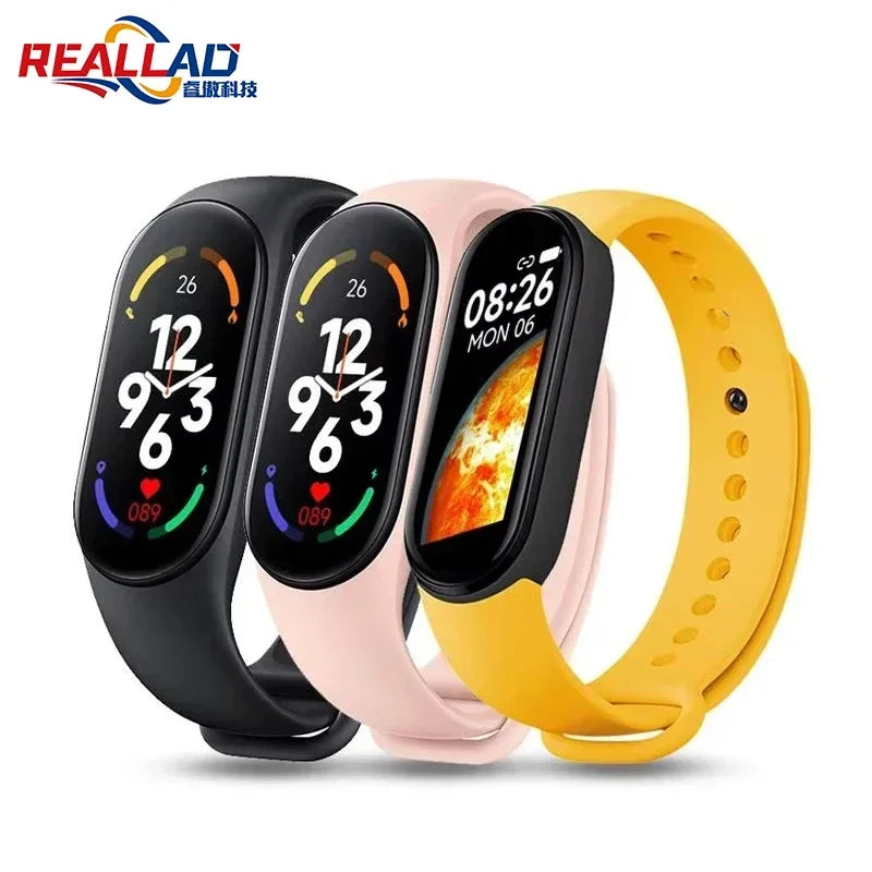 M7 Smart Watch Heart Rate Blood Pressure Monitoring AMOLED Screen Smart Wristband Fitness TrackerMen Women Sport Bracelet