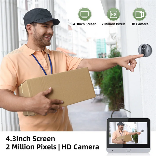 -ABDH Tuya Digital Door Peephole Smart Home 1080P 120° Wide View Angle Doorbell Camera Wifi IR Night Vision Viewer Door Bell