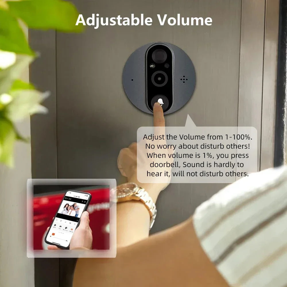 5MP Tuya Smart Life WiFi Doorbell Camera Wireless Waterproof Video Doorbell HD IR Night Vision Door Bell Family Apartment Camera