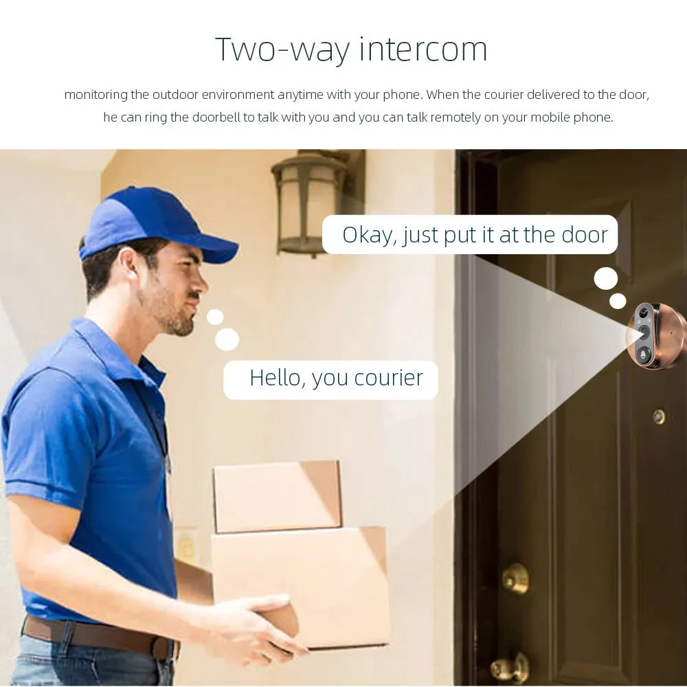 3MP Tuya Smart WiFi Door Bell Eye Peephole Camera Battery PIR Motion Detect Night Vision Digital Viewer Doorbell Smart Life APP