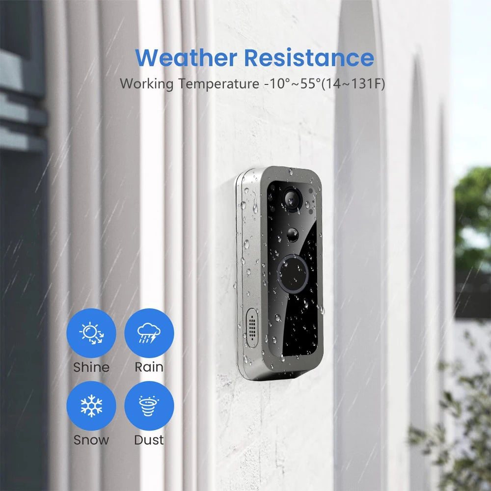 Tuya Smart Life 1080P WiFi Video Doorbell Battery 100% Wireless Door Intercom System PIR Outdoor Camera 5Inch Monitor Screen