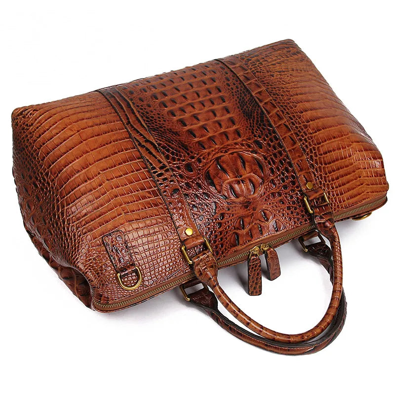 Genuine Leather Handbag Women Handbags Ladies Crocodile Grain Pattern Weekend Bag