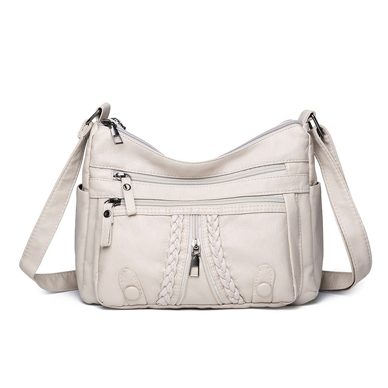 New Large Capacity Multi-compartment Washed Leather Bag