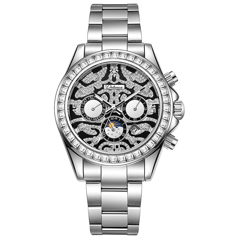 Multi-functional Sun Moon Star Calendar Waterproof Automatic Mechanical Watch Men