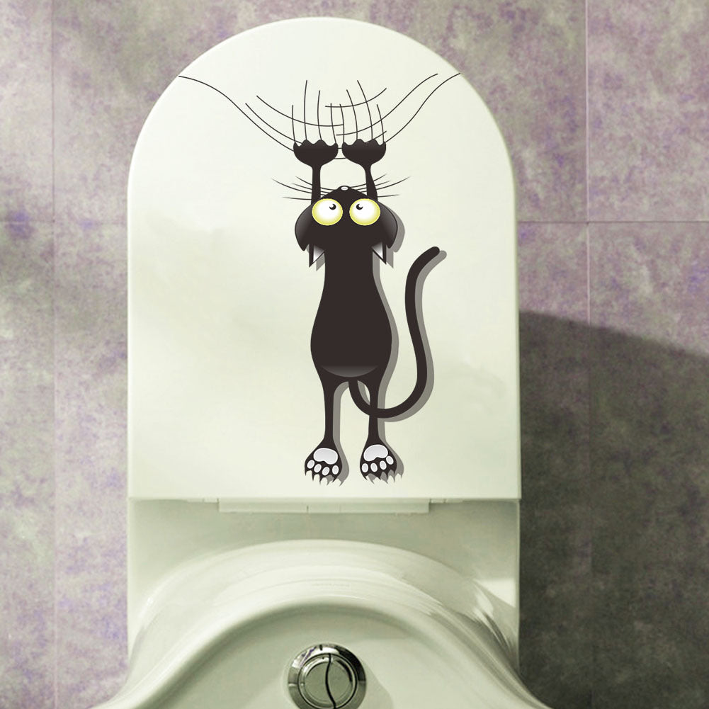 Kitten Grilling Window Creative Sticker Bathroom