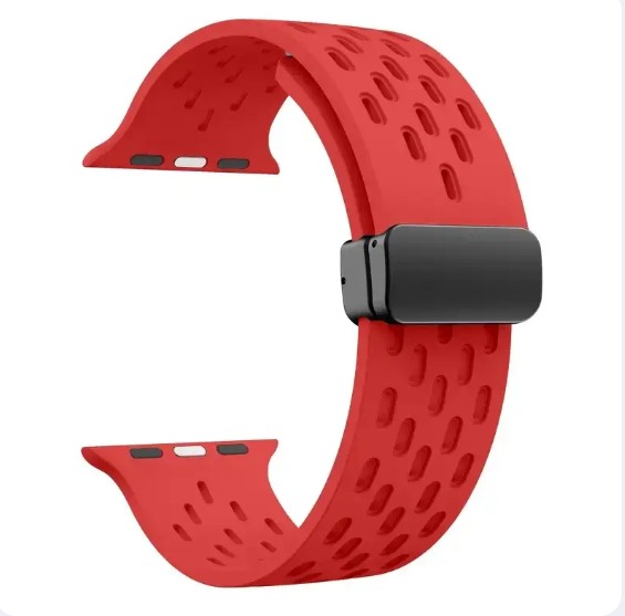 Simple Solid Color Magnetic Buckle Breathable Hole Strap