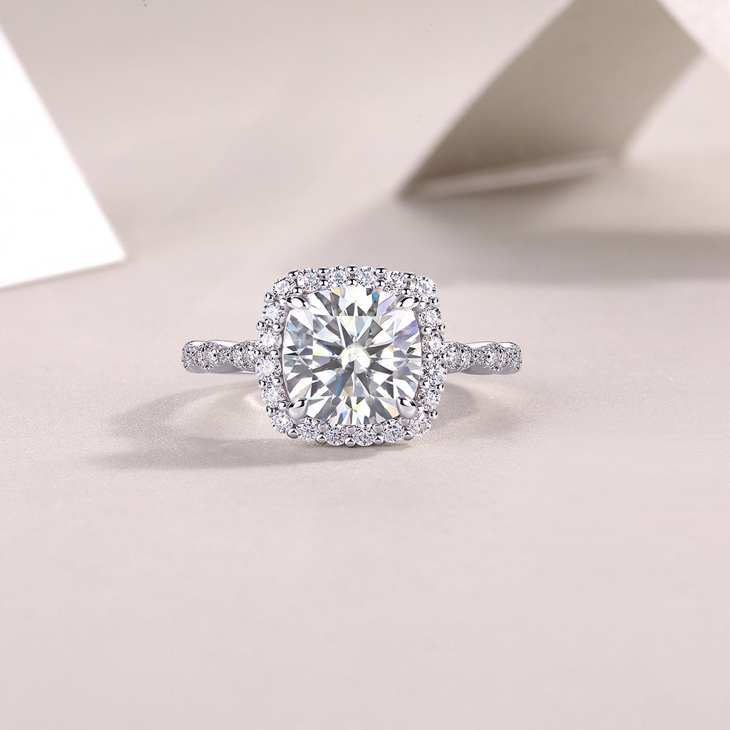 1Gorgeous Square Diamond - Set With Moissan S925 Sterling Silver And Platinum-plated Diamond Ring, Fashionable Diamond Jewelry Prohibit TikTok sales
