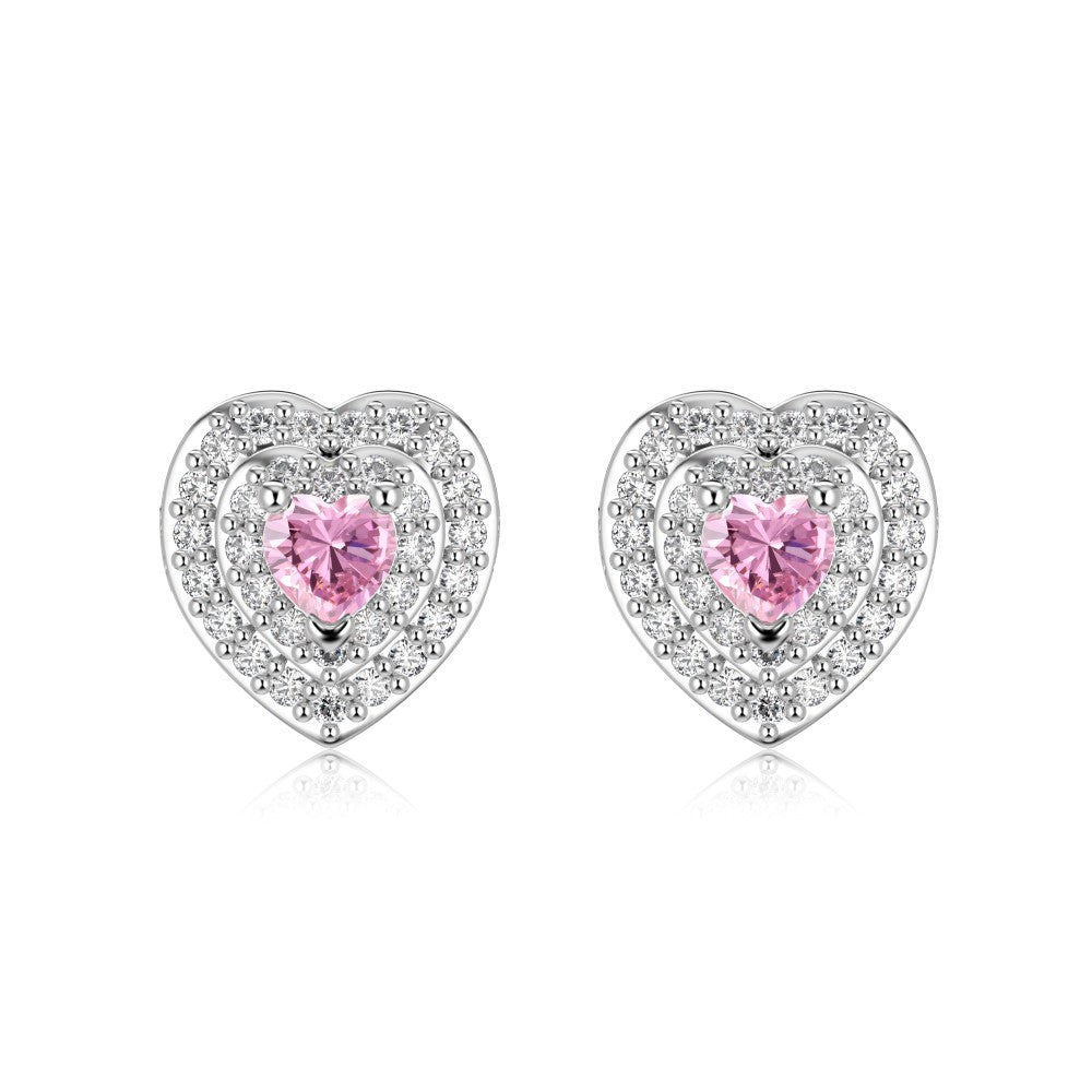 S925 Sterling Silver Colorful Love Set Ear Studs