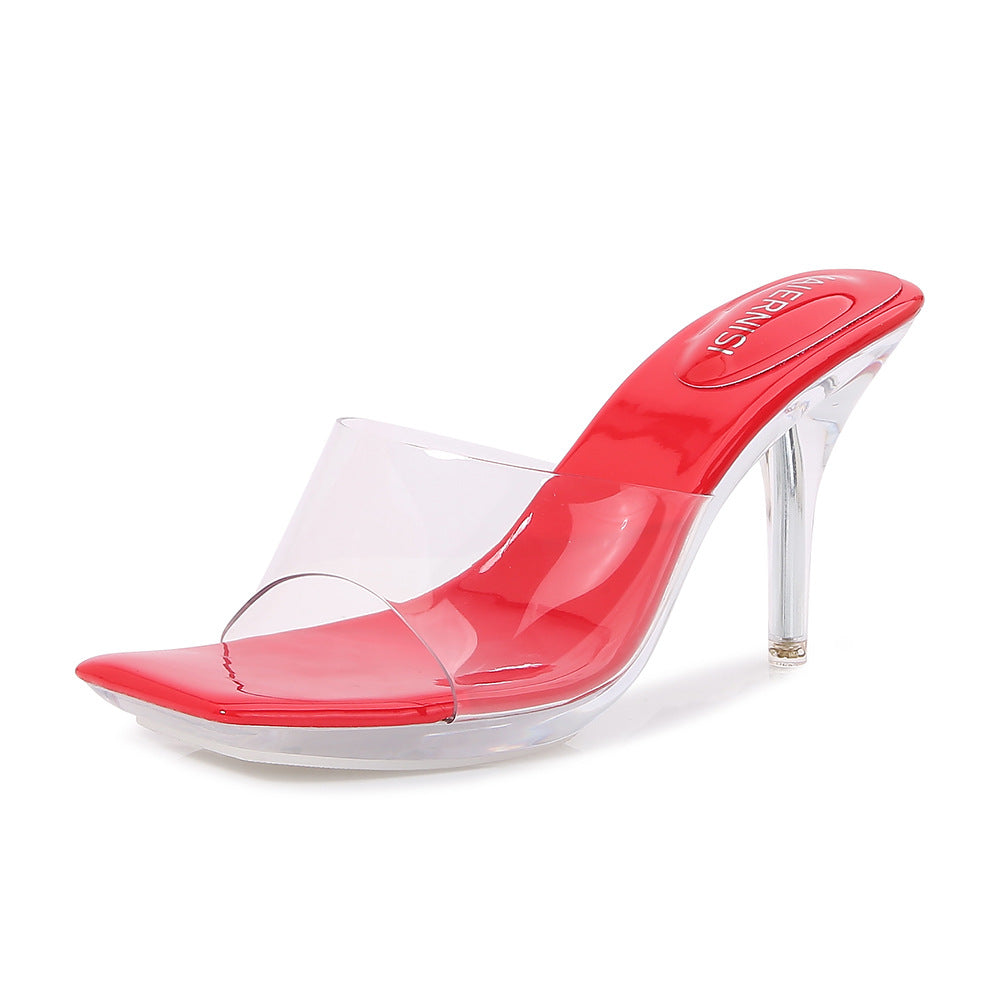 Chunky Heel Outdoor Stiletto Heel Back Empty Slippers