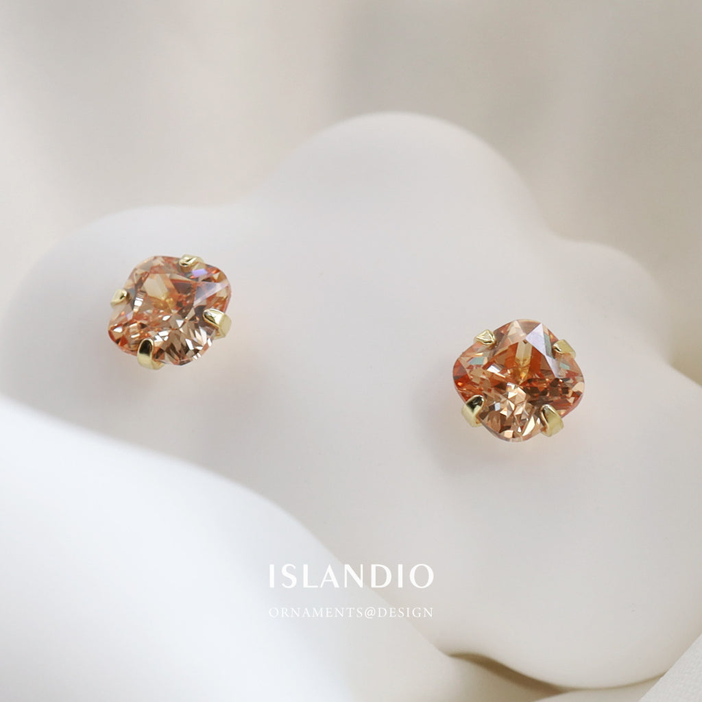 Citrine Gemstone 925 Sterling Silver Stud Earrings Japanese And Korean Simple