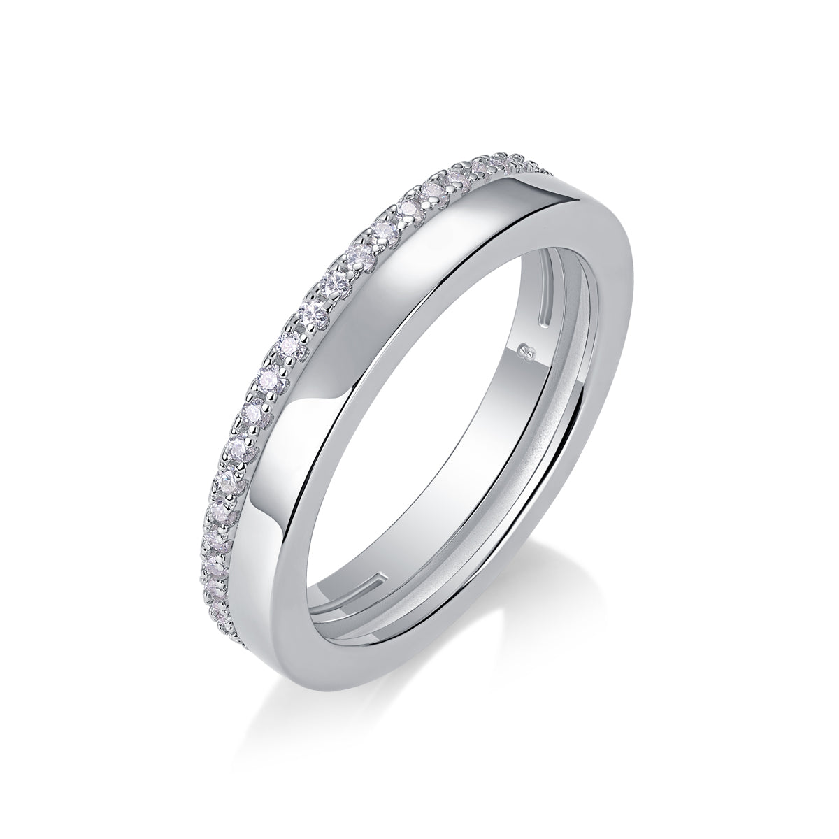 1Double Ring Shadow - A Fashionable And Luxurious Jewelry Piece Set With Moissanite S925 Sterling Silver And Platinum-plated Diamond Prohibit TikTok sales