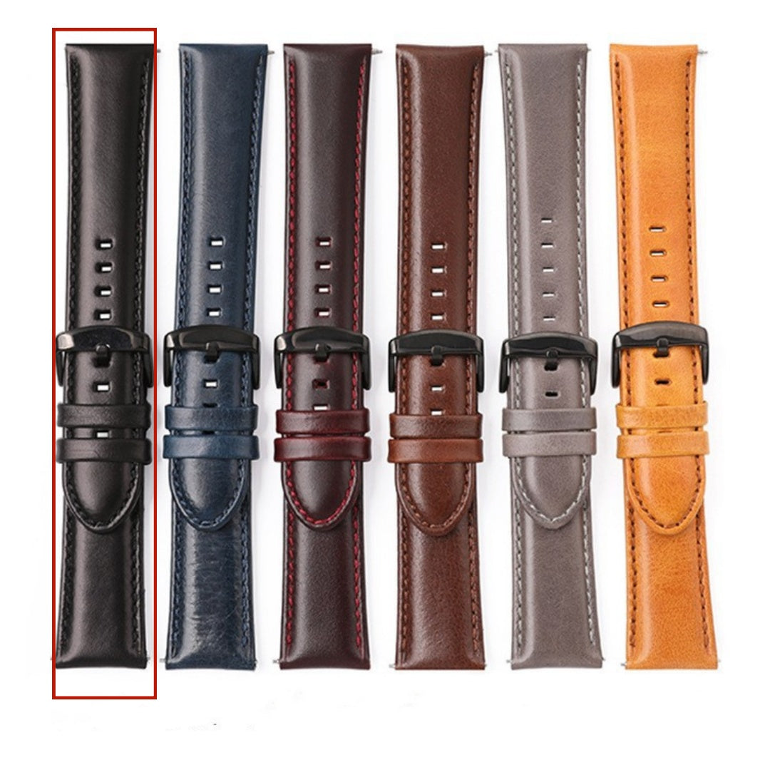 All-match Top Layer Cow Leather Watch Strap Crazy Horse Pattern Leather Smart Watch Band