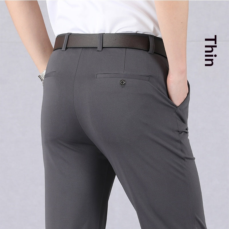Summer Thin Ice Silk Middle-aged Men's Pants