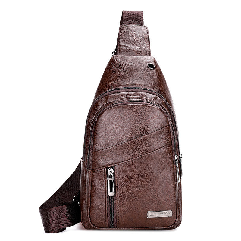 Men's Multi-layer Large Capacity Waterproof Pu Crossbody Shoulder Bag