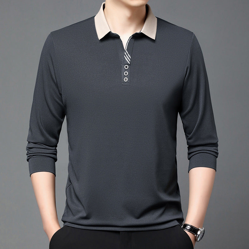 Summer Lapels Short-sleeved T-shirt Men's Skin-friendly Breathable Casual Top