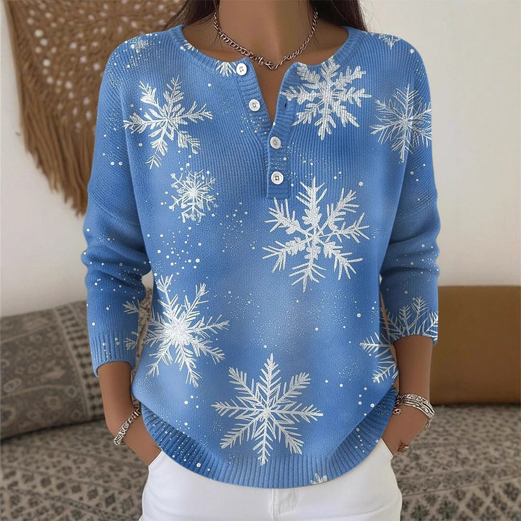 Digital-printed Large Wide-button Brushed Long-sleeve Shirt