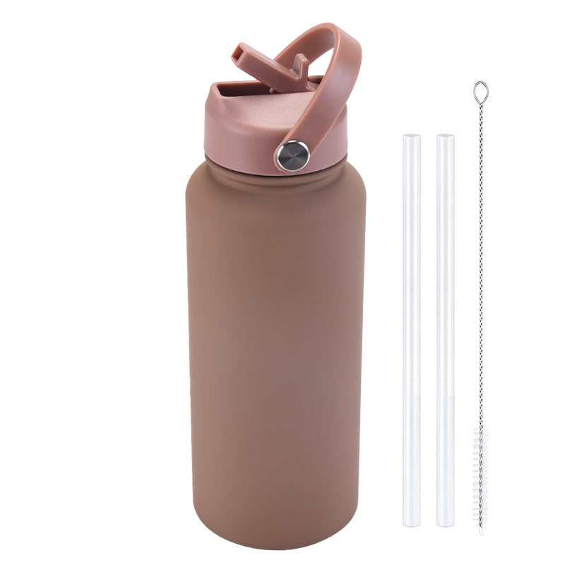 Sports Stainless Steel Large Capacity Straw Warm-keeping Water Cup