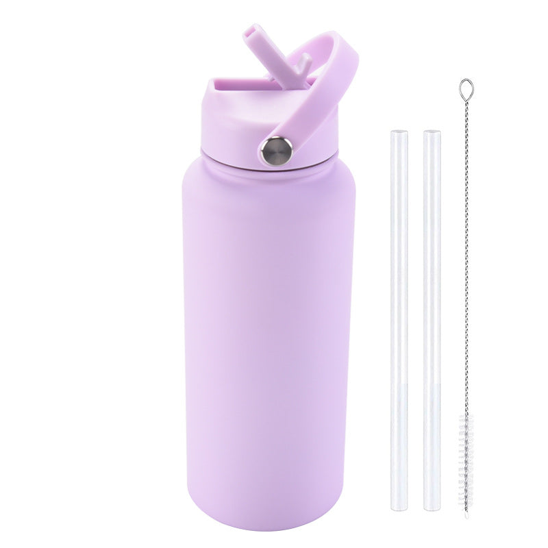 Sports Stainless Steel Large Capacity Straw Warm-keeping Water Cup