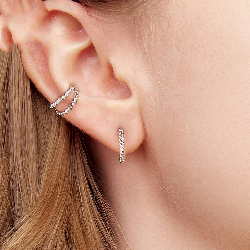 Simple Fashion Twist Argent Pur Earring Ear Clip All-match Fashion S925 Sterling Silver