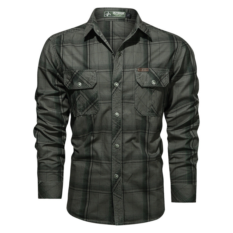 New Men's Spring And Autumn Long-sleeved Striped Shirt