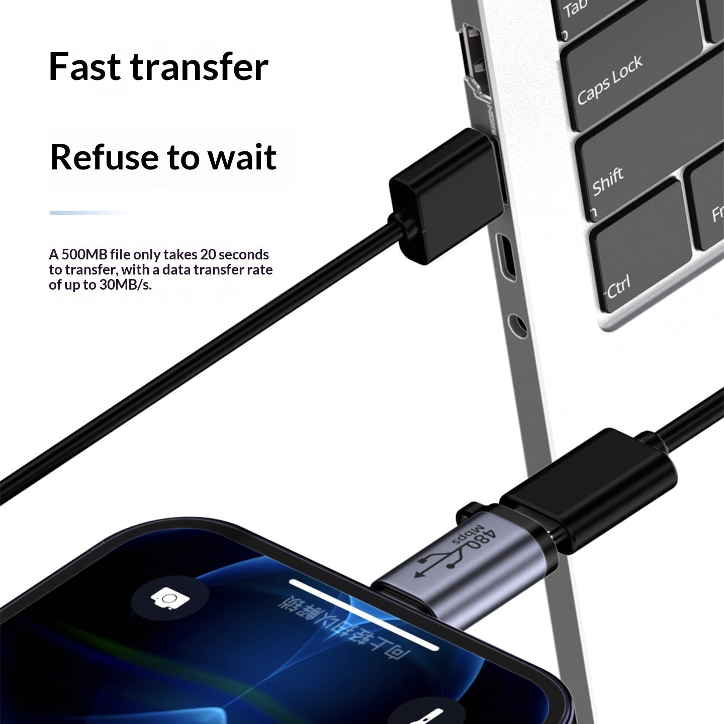 USB To Mini Adapter V3 To Type-C Charging Cable Adapter T-port Micro