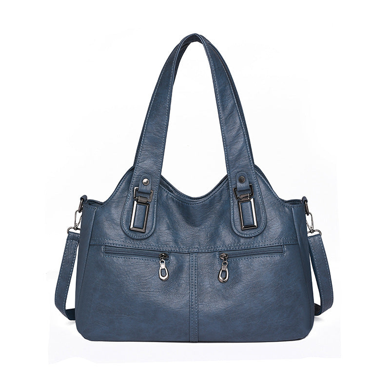 Soft Leather Large Capacity Handbag Fashion Retro Shoulder
