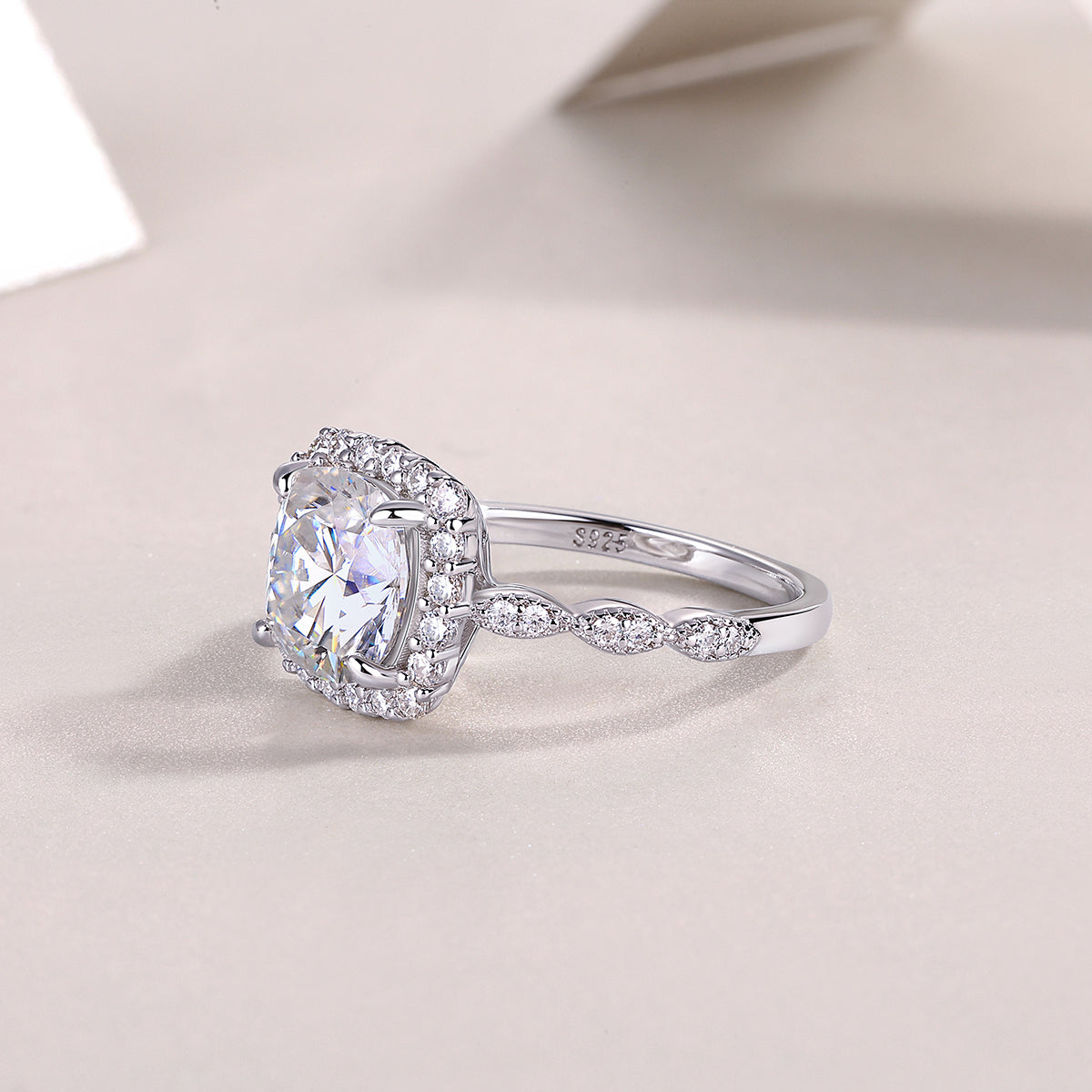 1Gorgeous Square Diamond - Set With Moissan S925 Sterling Silver And Platinum-plated Diamond Ring, Fashionable Diamond Jewelry Prohibit TikTok sales