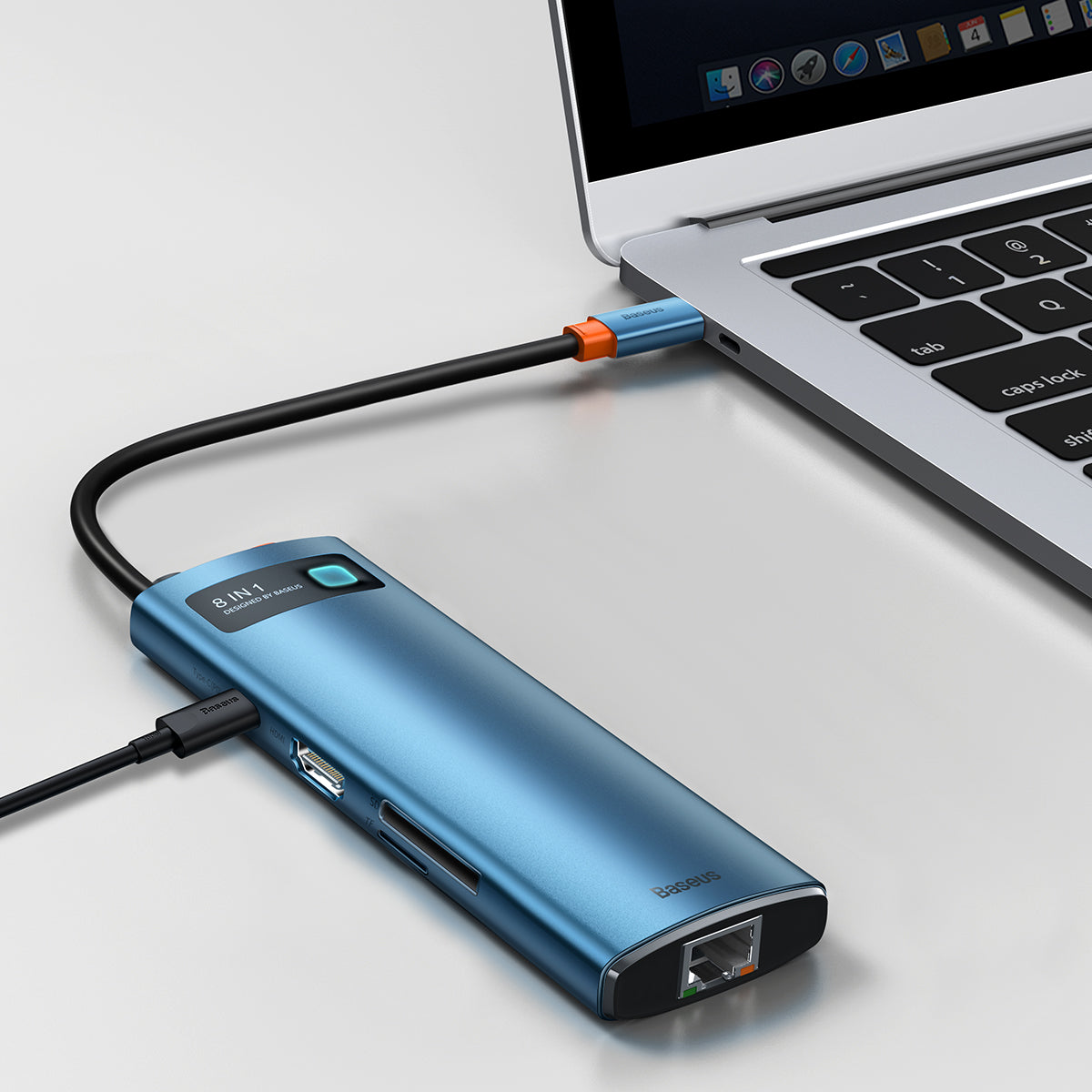 Gleam Series 8 In 1 Multifunctional Type C HUB Docking Station Blue