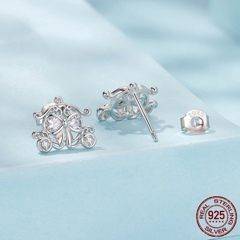 Retro Fairy Tale Pumpkin Car Stud Earrings French Elegant Romantic