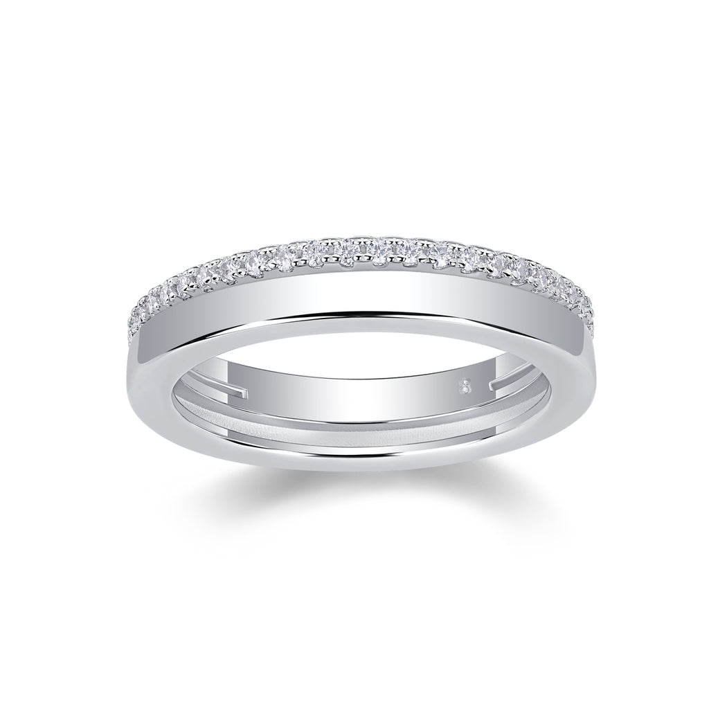 1Double Ring Shadow - A Fashionable And Luxurious Jewelry Piece Set With Moissanite S925 Sterling Silver And Platinum-plated Diamond Prohibit TikTok sales
