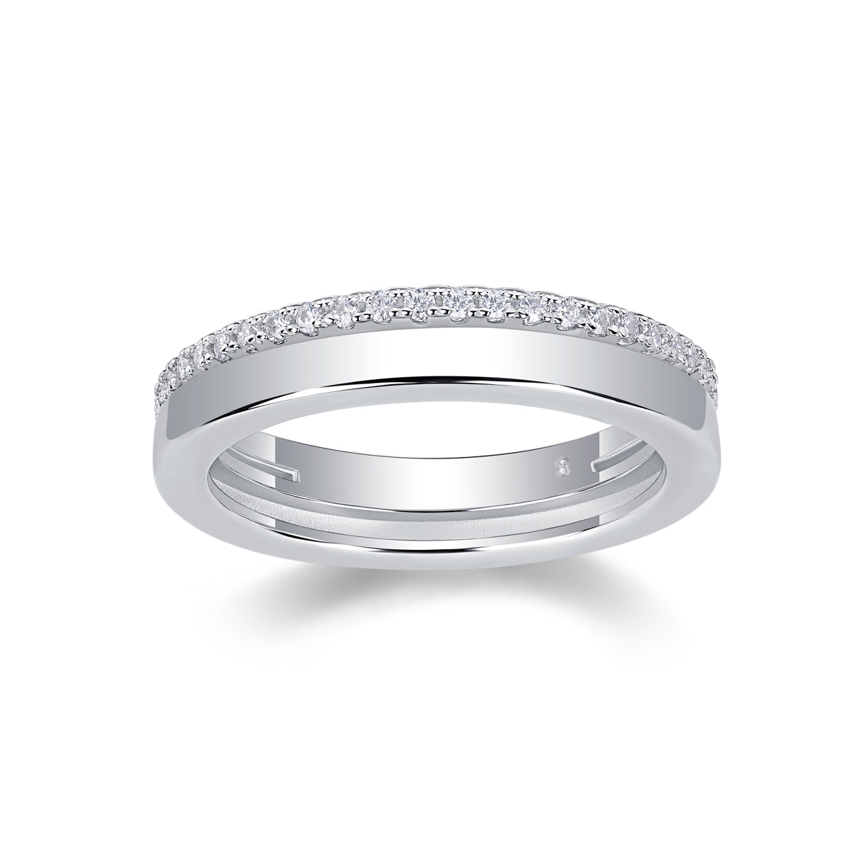 1Double Ring Shadow - A Fashionable And Luxurious Jewelry Piece Set With Moissanite S925 Sterling Silver And Platinum-plated Diamond Prohibit TikTok sales