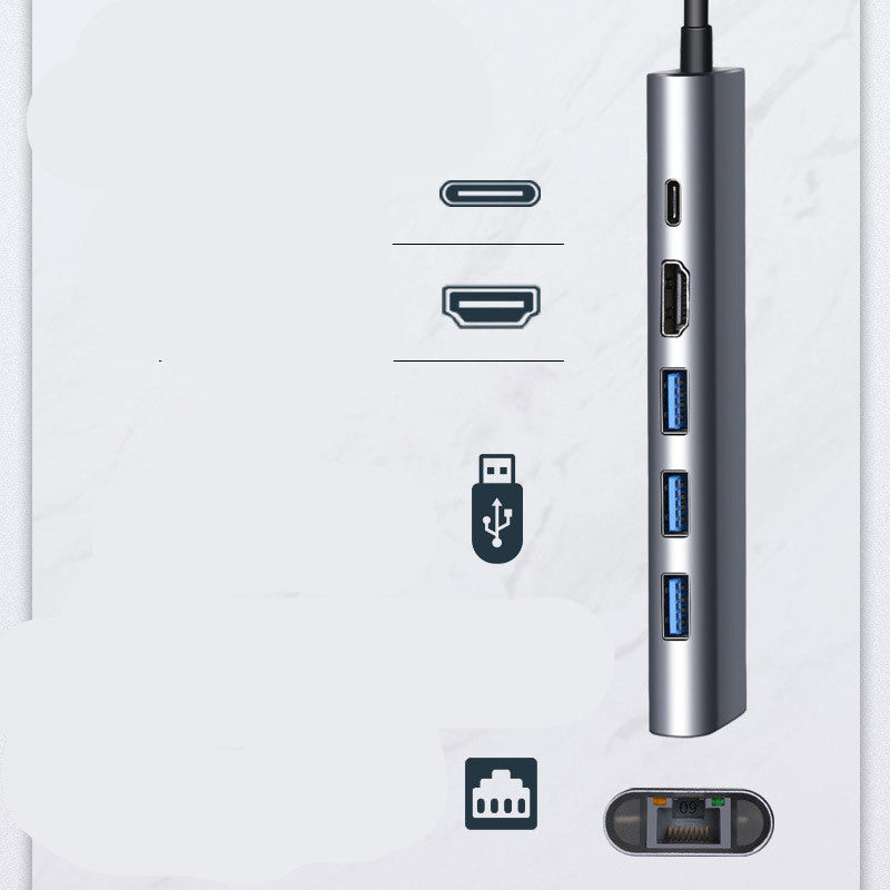 Type-c To 4K HD HDMI Gigabit LAN PD Charging 2 USB3.0 USB-C HUB Converter