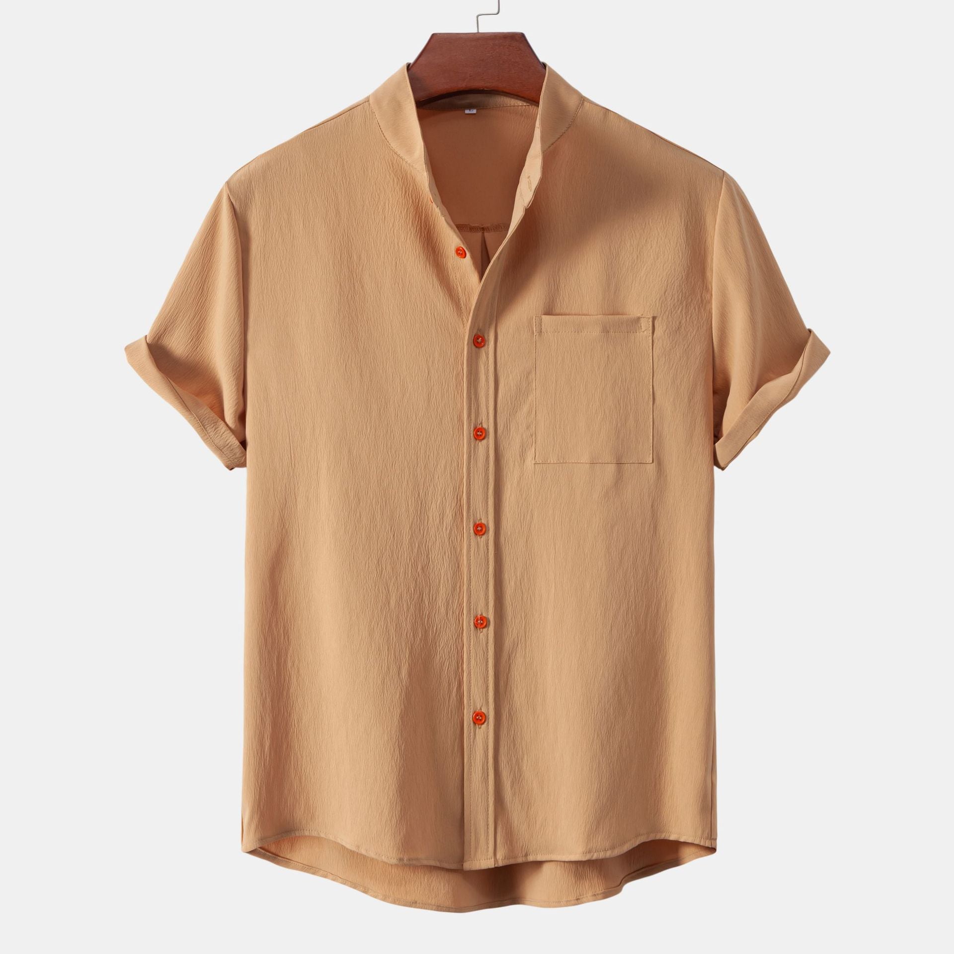 Stand Collar Cardigan Men's Casual Shirt