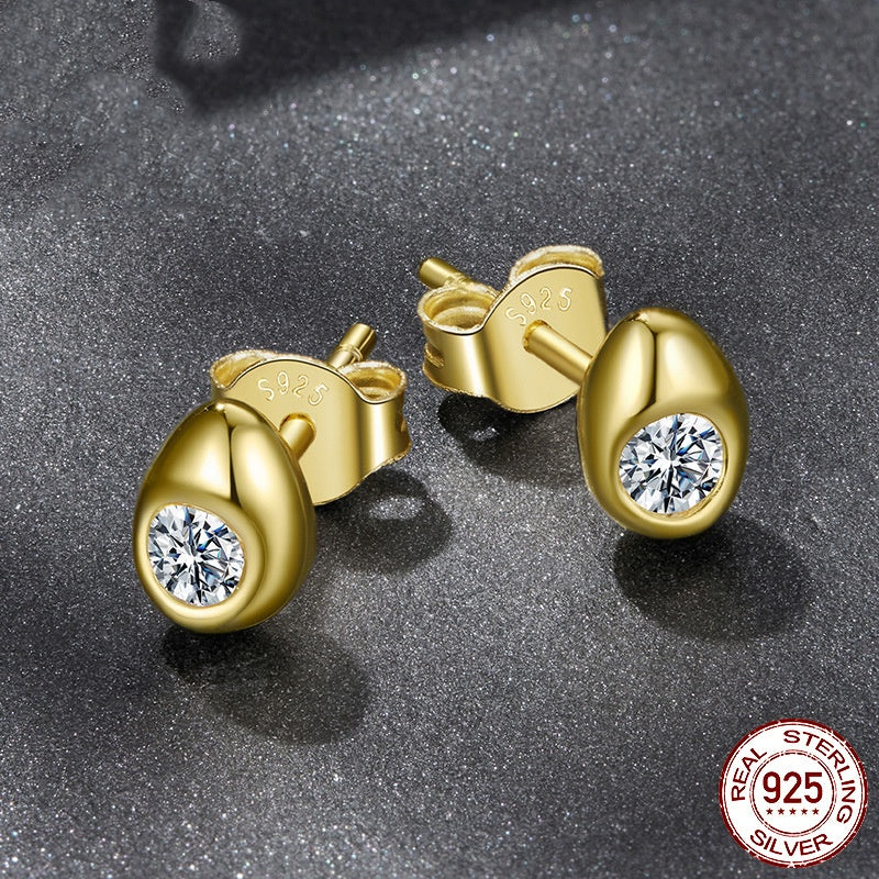 Water Drop Moissanite Stud Earrings Simple Advanced Texture S925 Sterling Silver