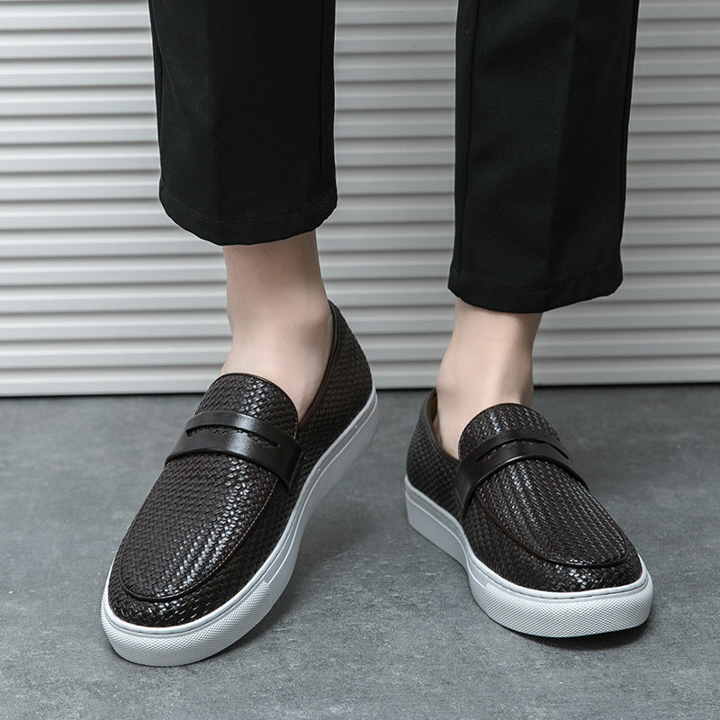 Four Seasons Leather Cover Korean Men's Fashionable Flat Shoes