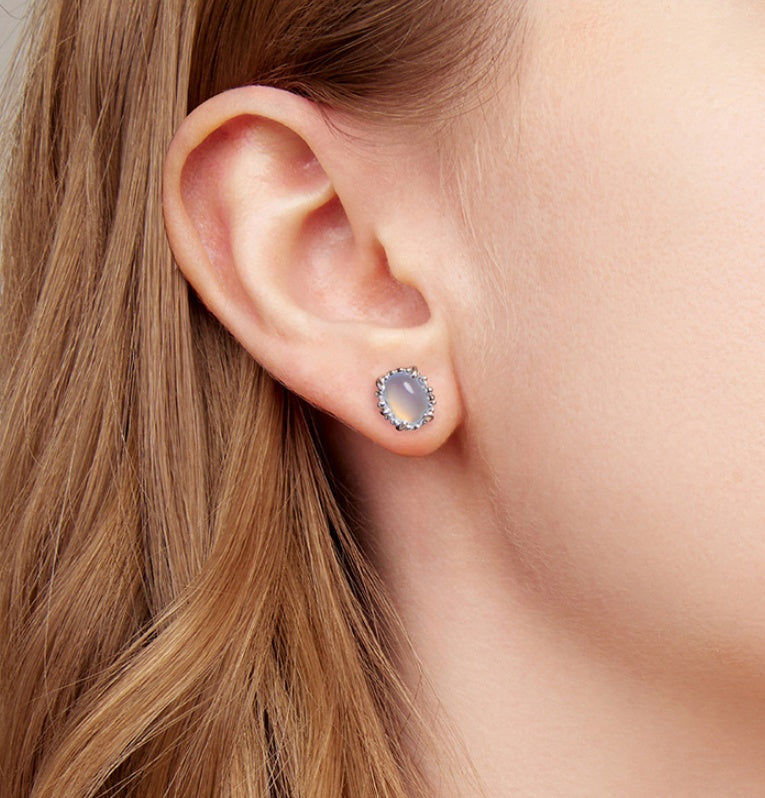 Women's Sterling Silver Magic Stone Stud Earrings French Romantic